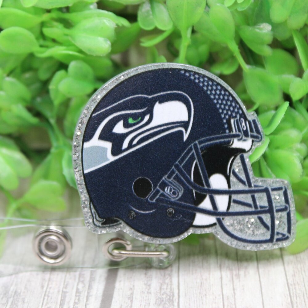 Seahawks Football Helmet Badge/ID Holder Reel